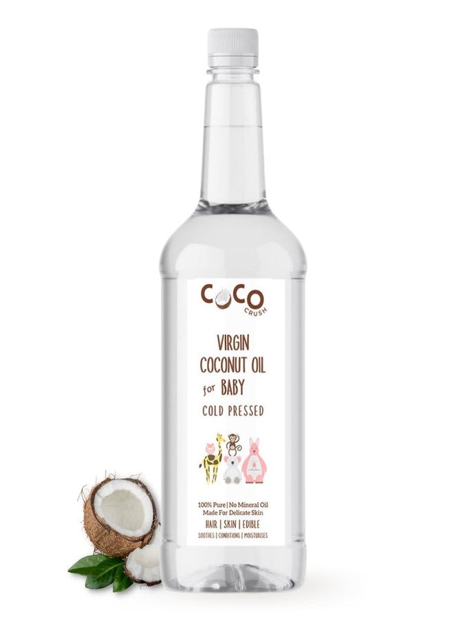 Coco Crush Virgin Coconut Oil for Baby Hair & Skin Massage | Cold Pressed & 100% Natural | Prevents Diaper Rash, Certified Organic (1000ML) - Image 1