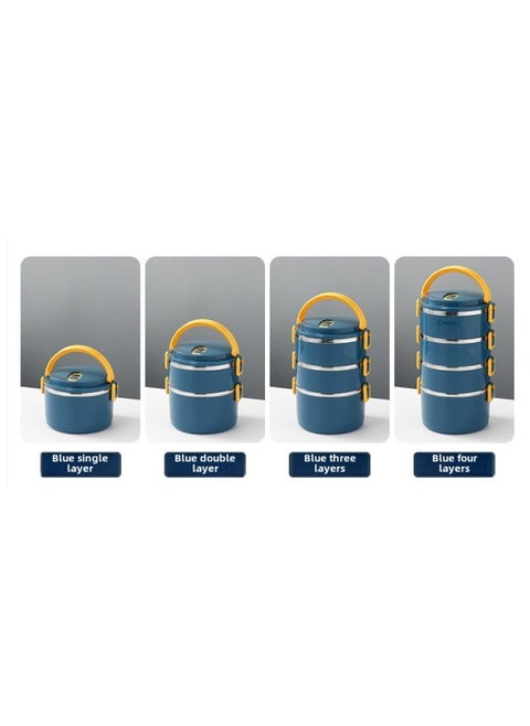 Direct Supply Stainless Steel Insulated Lunch Box Multi-layer Round Lunch Box Large Capacity Compartment Lunch Box Printed LOGO-Specifications:Deepen The Bottom Of The Lunch Box Square Deduction ]-Color:Second Floor ]