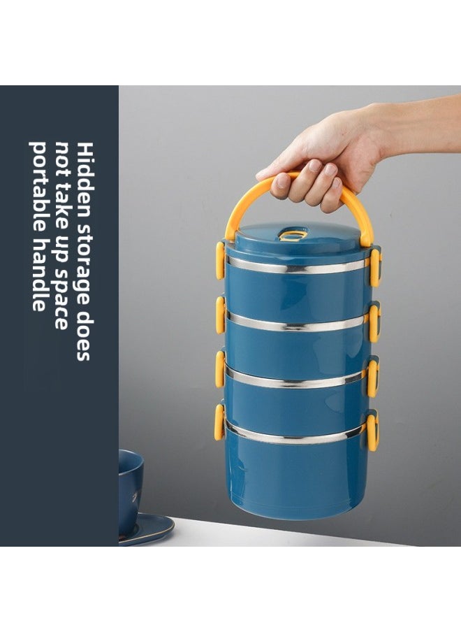 Direct Supply Stainless Steel Insulated Lunch Box Multi-layer Round Lunch Box Large Capacity Compartment Lunch Box Printed LOGO-Specifications:Deepen The Bottom Of The Lunch Box Square Deduction ]-Color:Second Floor ]