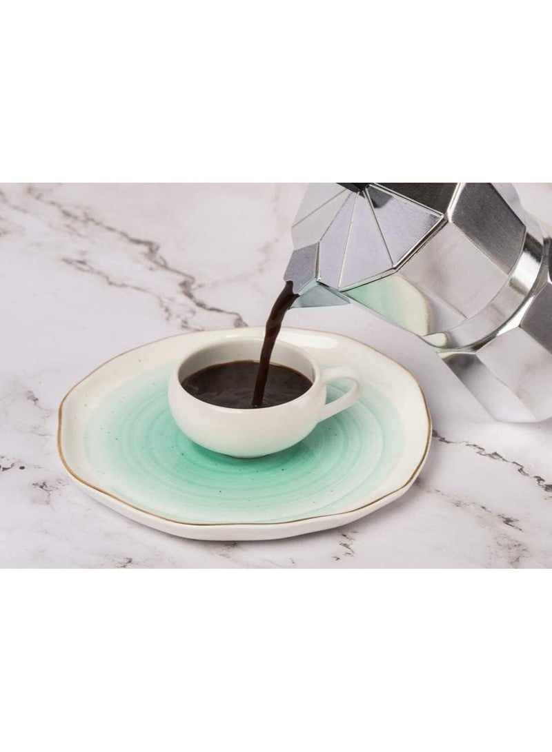 مخطوطات ماكينة صنع الاسبريسو الفضية المصنوعة من الألومنيوم، ماكينة صنع القهوة بموقد موكا، ماكينة صنع القهوة موكا للغاز أو الموقد الكهربائي، ماكينة صنع القهوة الإيطالية الكلاسيكية، 9 أكواب (450 مل)) - Image 3