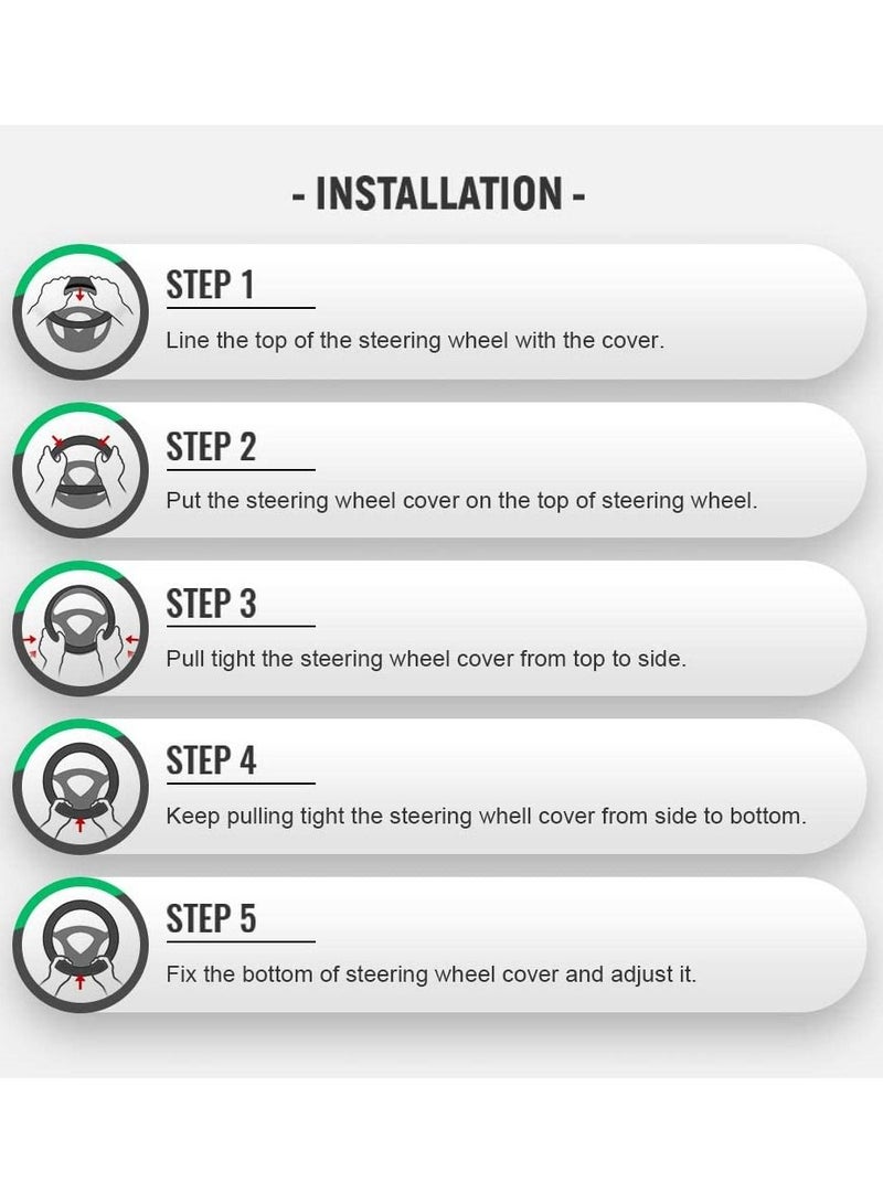 SYOSI Diamond Bling Leather Steering Wheel Cover, Cute Soft Leather Steering Wheel Cover with Bling Crystal Rhinestones for Women and Girl, Anti-Slip 15 Inch - Image 4