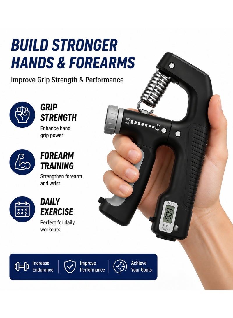 Hirospace Smart Hand Grip Strengthener with Digital Counter, 10-100KG Adjustable Resistance Forearm Trainer, Hand Gripper for Grip Strength Training, Rock Climbing & Daily Fitness Workout for Men Women - Image 5
