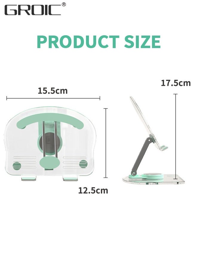 Acrylic Foldable Cell Phone Stand, iPad Adjustable Height and Angle Stand for Desk, Transparent Clear Cell Phone Holder Stand for Desk, Desktop, Desk Accessories, Suitable for All Smart Device 4.7-13i