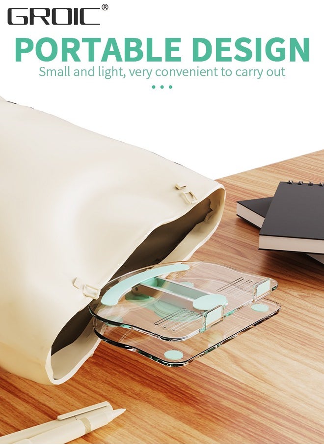 Acrylic Foldable Cell Phone Stand, iPad Adjustable Height and Angle Stand for Desk, Transparent Clear Cell Phone Holder Stand for Desk, Desktop, Desk Accessories, Suitable for All Smart Device 4.7-13i