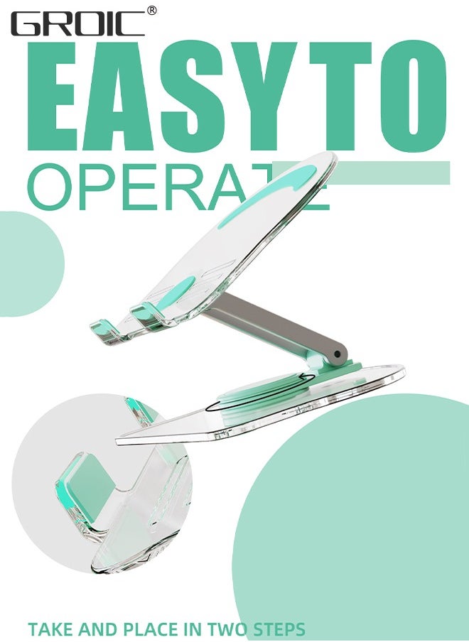 Acrylic Foldable Cell Phone Stand, iPad Adjustable Height and Angle Stand for Desk, Transparent Clear Cell Phone Holder Stand for Desk, Desktop, Desk Accessories, Suitable for All Smart Device 4.7-13i
