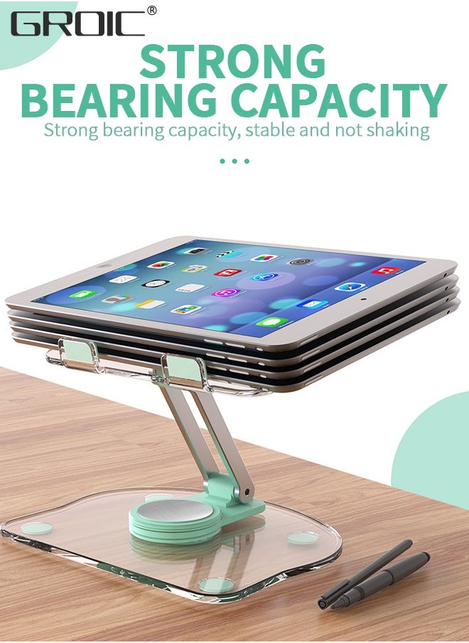 Acrylic Foldable Cell Phone Stand, iPad Adjustable Height and Angle Stand for Desk, Transparent Clear Cell Phone Holder Stand for Desk, Desktop, Desk Accessories, Suitable for All Smart Device 4.7-13i