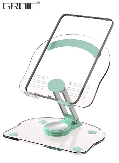 Acrylic Foldable Cell Phone Stand, iPad Adjustable Height and Angle Stand for Desk, Transparent Clear Cell Phone Holder Stand for Desk, Desktop, Desk Accessories, Suitable for All Smart Device 4.7-13i