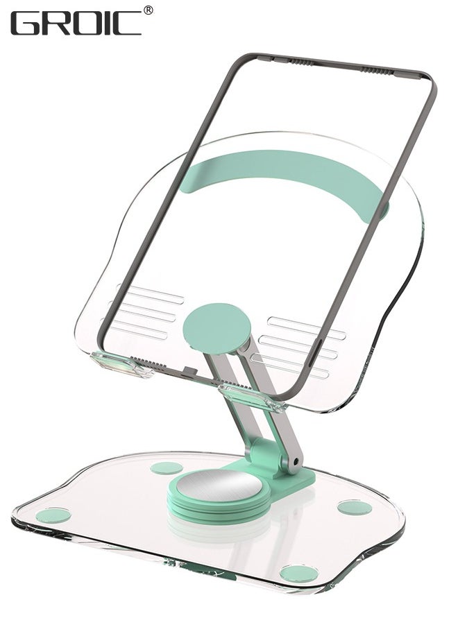 Acrylic Foldable Cell Phone Stand, iPad Adjustable Height and Angle Stand for Desk, Transparent Clear Cell Phone Holder Stand for Desk, Desktop, Desk Accessories, Suitable for All Smart Device 4.7-13i