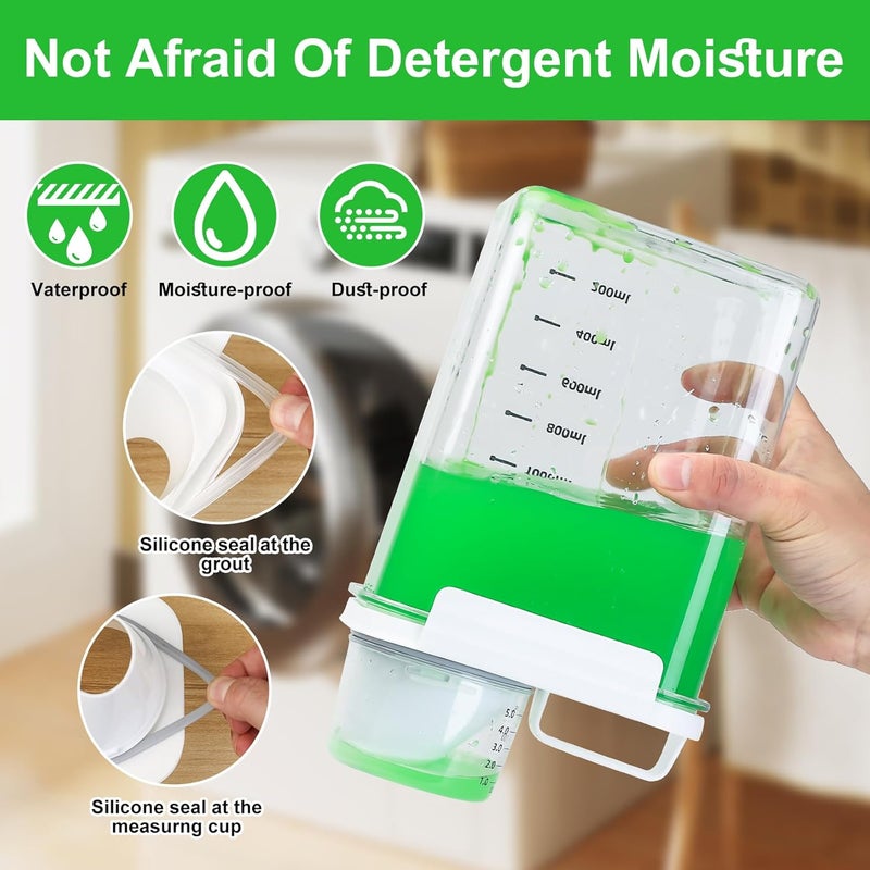 Airtight Detergent Dispenser with Measuring Cup, Storage Box for Washing Powder, Food Container, 2300 ml - Image 3