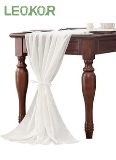 LEOKOR Chiffon Table Runner 28x120 Inches, Gauze Table Runner, Rustic Sheer Table Decor for Romantic Bridal Shower, Baby Shower, Birthday Party Cake Table  - Image 1