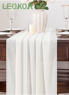 LEOKOR Chiffon Table Runner 28x120 Inches, Gauze Table Runner, Rustic Sheer Table Decor for Romantic Bridal Shower, Baby Shower, Birthday Party Cake Table  - Image 5