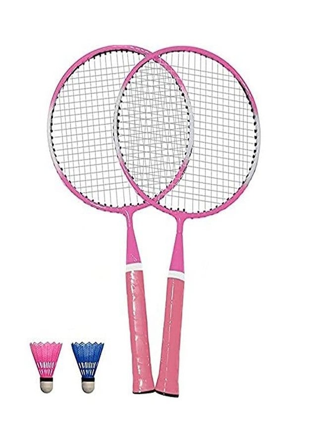 A1VK Kids Badminton Steel Short Handle Badminton Racquets (Colour May Vary) Badminton Racket for Kids - Baby Badminton Toy Set for Children with Multicolour Shuttlecocks and Backpack - Image 2