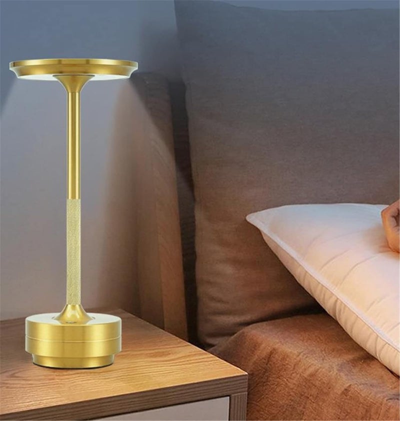 Desidiya Metal Rechargeable Cordless LED Table Lamps Touch Sensor Light, 3-Levels Portable Dimming Wireless Battery Operated Lamp?Nightstand Lamp/Night Light/Restaurant Table/Outdoor/Coffee/Bar (Gold) - Image 1