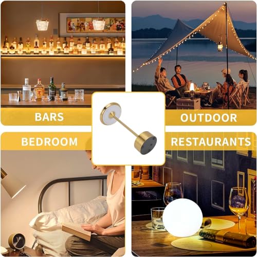 Desidiya Metal Rechargeable Cordless LED Table Lamps Touch Sensor Light, 3-Levels Portable Dimming Wireless Battery Operated Lamp?Nightstand Lamp/Night Light/Restaurant Table/Outdoor/Coffee/Bar (Gold) - Image 3