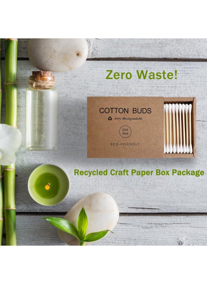 eyxformula Bamboo Cotton Swabs 400 Count - Vegan Cotton Buds - Natural Wooden Ear Sticks With Double Tipped - Organic Cotton Swabs For Ear Wax Removal  - Image 2
