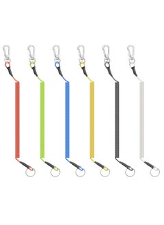Excefore 6PCS Fishing Lanyard, Keychain Stretchy Retractable Coiled Lanyard Multifunctional For Pliers, Boating, Keys, Hiking Climbing Cycling Fishing  - Image 1
