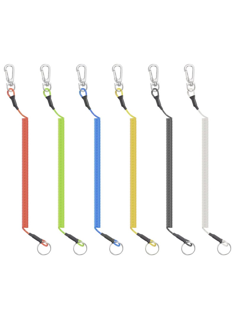 Excefore 6PCS Fishing Lanyard, Keychain Stretchy Retractable Coiled Lanyard Multifunctional For Pliers, Boating, Keys, Hiking Climbing Cycling Fishing - Image 1