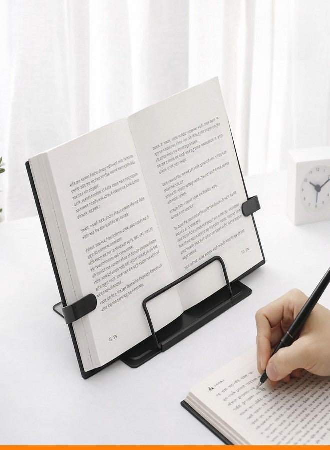 Zomify Recipe Book Stand – Adjustable Text or Recipe Book Holder – Stand for Display or Desk – Metal Cookbook Rest – Bound Document Holder – Space-Saving Design with 7 Angles - Image 2
