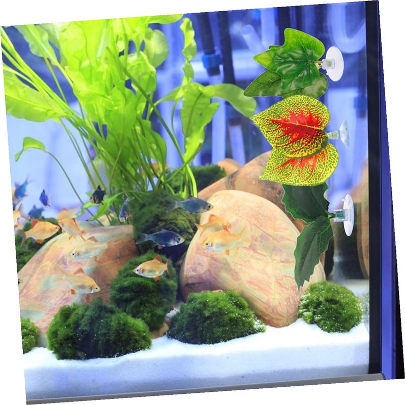 Artificial Aquarium Plants Purple Perilla Leaves 4 Pack with Suction Cups for Fish Tank Reptile Habitat Decor - Image 4
