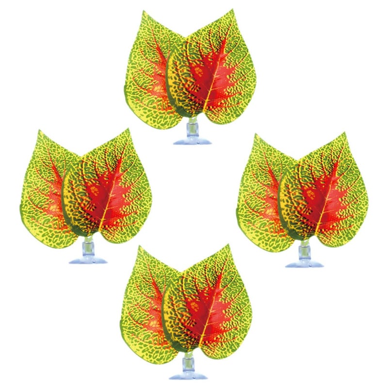 Artificial Aquarium Plants Purple Perilla Leaves 4 Pack with Suction Cups for Fish Tank Reptile Habitat Decor - Image 2
