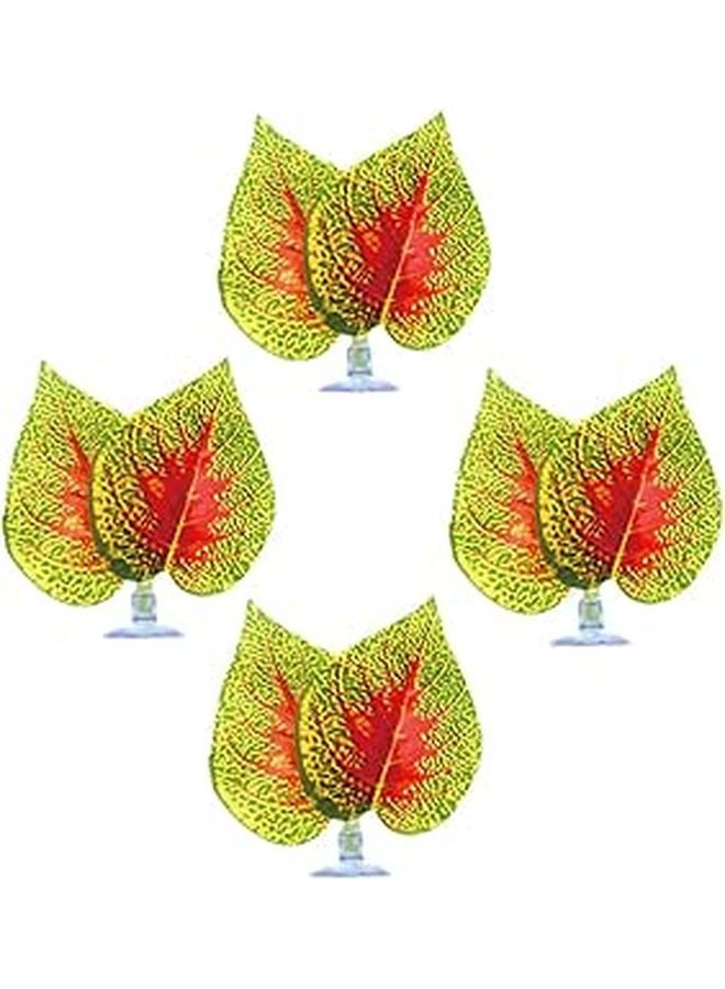 Artificial Aquarium Plants Purple Perilla Leaves 4 Pack with Suction Cups for Fish Tank Reptile Habitat Decor - Image 1