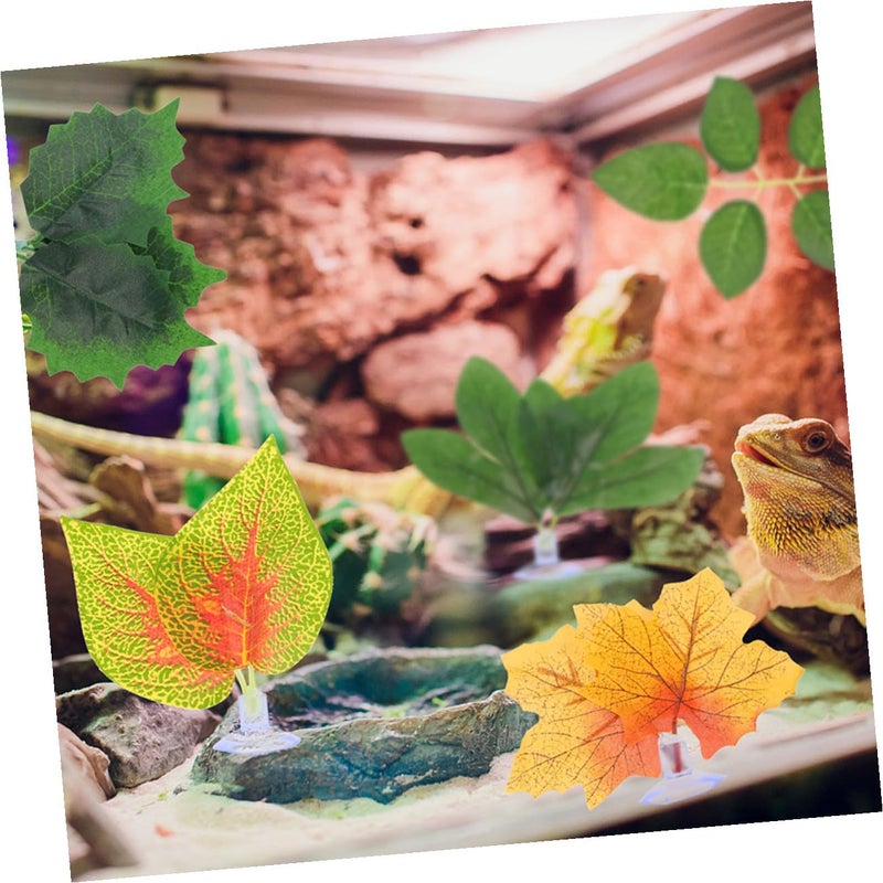 Artificial Aquarium Plants Purple Perilla Leaves 4 Pack with Suction Cups for Fish Tank Reptile Habitat Decor - Image 5