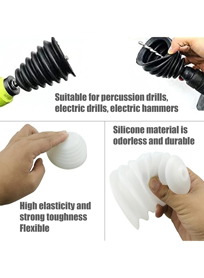 erorex 4 Pcs Electric Drill Dust Collector Electric Hammer Dust Cover Rubber Scalable For Dustproof Device Utility Accessories With 8 Rubber Ring Black White  - Image 5