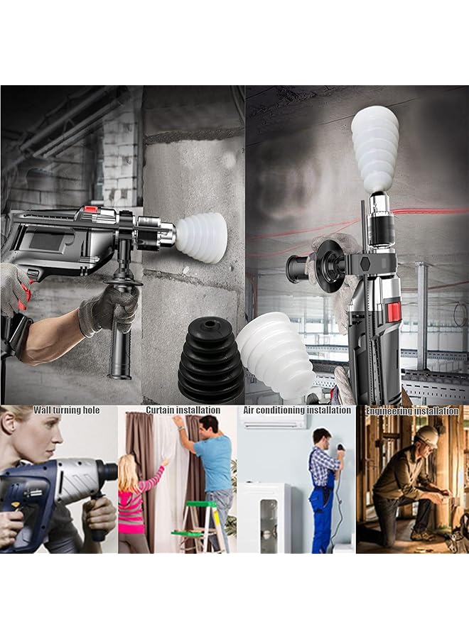 erorex 4 Pcs Electric Drill Dust Collector Electric Hammer Dust Cover Rubber Scalable For Dustproof Device Utility Accessories With 8 Rubber Ring Black White  - Image 4