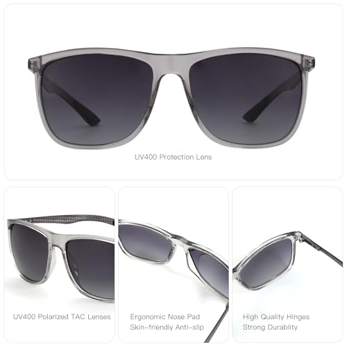 ZENOTTIC Square Polarized Sunglasses for Men - Ultralight Carbon Fiber Sun Glasses Driving Fishing Cycling Golf Sports UV400 Protection - Image 4