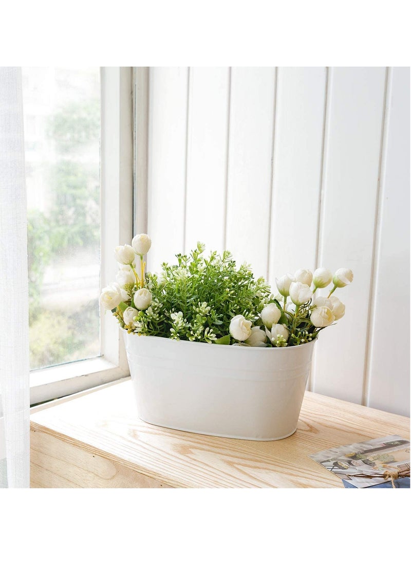Barakah Flower Pots Metal Iron Hanging Flower Pots for Railing Fence Hanging Bucket Pots Countryside Style Window Flower Plant Holder with Detachable Hooks Home Decor White (1 Pcs) - Image 3