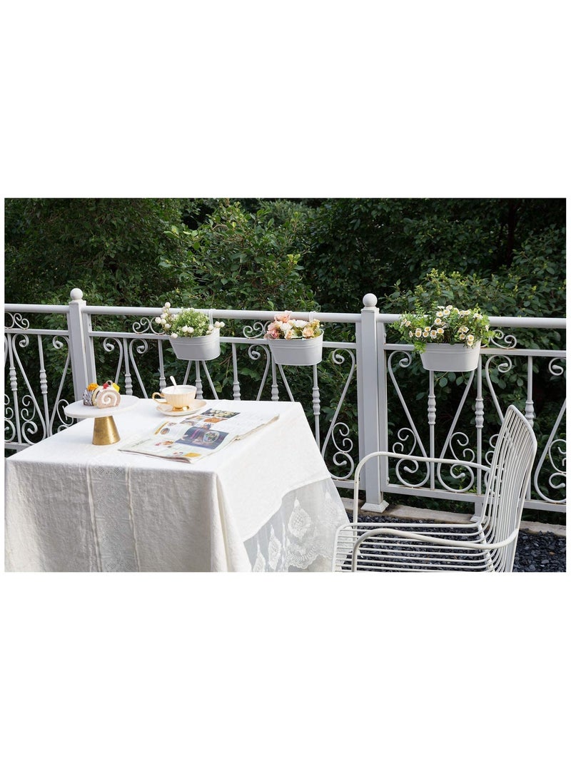 Barakah Flower Pots Metal Iron Hanging Flower Pots for Railing Fence Hanging Bucket Pots Countryside Style Window Flower Plant Holder with Detachable Hooks Home Decor White (1 Pcs) - Image 5