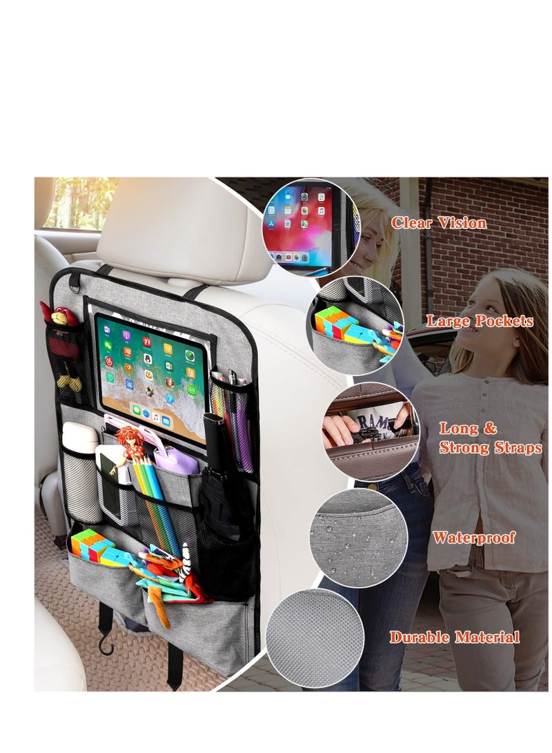 Y&D Car Seat Organiser, 2 Pcs Back Organiser for kids, Protector With 9 Storage, Accessories Family Road Trip (Grey)  - Image 4
