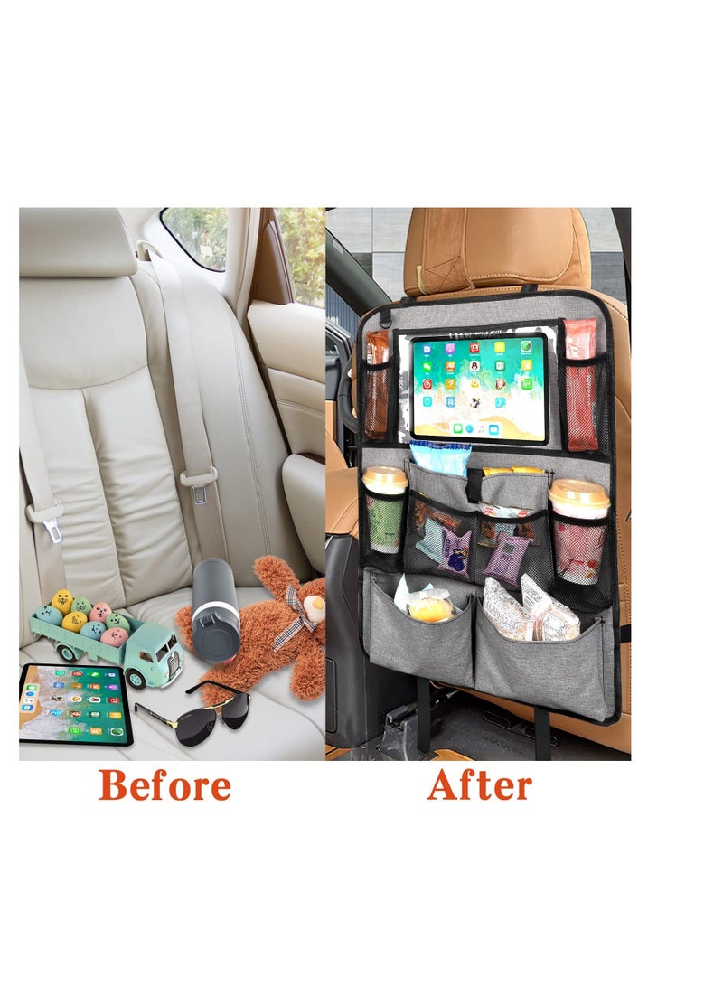 Y&D Car Seat Organiser, 2 Pcs Back Organiser for kids, Protector With 9 Storage, Accessories Family Road Trip (Grey)  - Image 5
