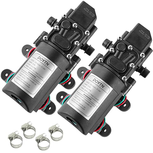 Doytn 12V Diaphragm Water Pump – 1.2 GPM 80 PSI Self Priming Sprayer Pump with Pressure Switch, Hose Clamps – for RV, Camper, Marine, Boat, Garden, Car Wash Set of 2 - Image 1