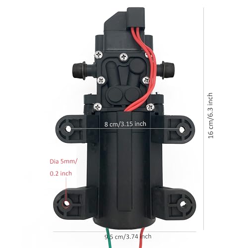 Doytn 12V Diaphragm Water Pump – 1.2 GPM 80 PSI Self Priming Sprayer Pump with Pressure Switch, Hose Clamps – for RV, Camper, Marine, Boat, Garden, Car Wash Set of 2 - Image 2