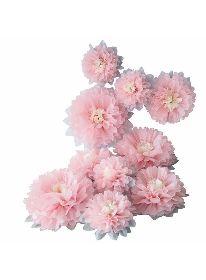 Mybbshower Paper Flower Decorations for Wall Backdrop Girld Nursery Wall Decor Wedding Bridal Shower Rooms Pink Grey Sizes 11" 9" 7" Pack of9 - Image 1