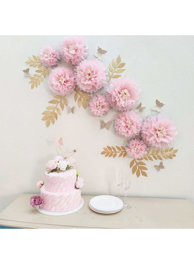 Mybbshower Paper Flower Decorations for Wall Backdrop Girld Nursery Wall Decor Wedding Bridal Shower Rooms Pink Grey Sizes 11" 9" 7" Pack of9 - Image 4