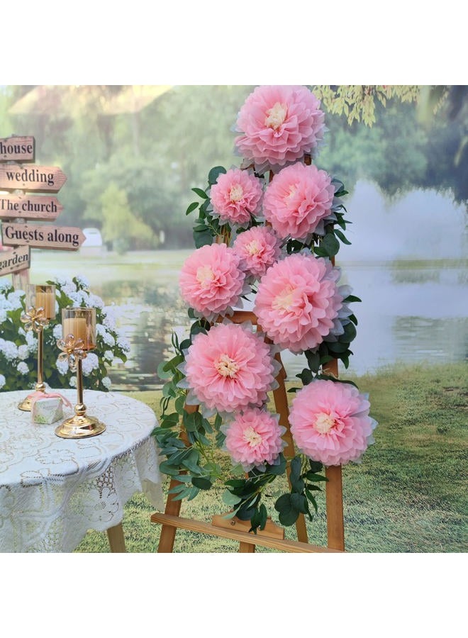 Mybbshower Paper Flower Decorations for Wall Backdrop Girld Nursery Wall Decor Wedding Bridal Shower Rooms Pink Grey Sizes 11" 9" 7" Pack of9 - Image 3