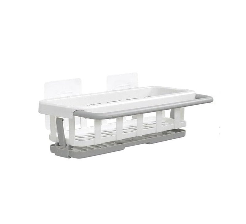 CRULAC Bathroom Shelves for Storage Wall Mounted Kitchen Sink Organizer with Towel Rack and Sponge Holder Shelf Adhesive Caddy Basket, Pack of 1 - Image 1