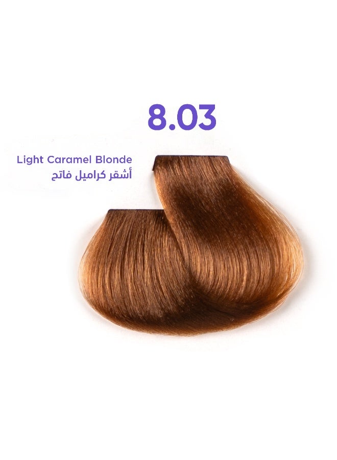 1B Hair Color Cream #8.03 Light Caramel Blonde – Permanent Natural Warm Blonde Hair Dye with Tress Tones Tyrosine Complex | 100ml | Golden-Beige Pigment | Long-Lasting Radiant Color for Light Blonde Hair - Image 1