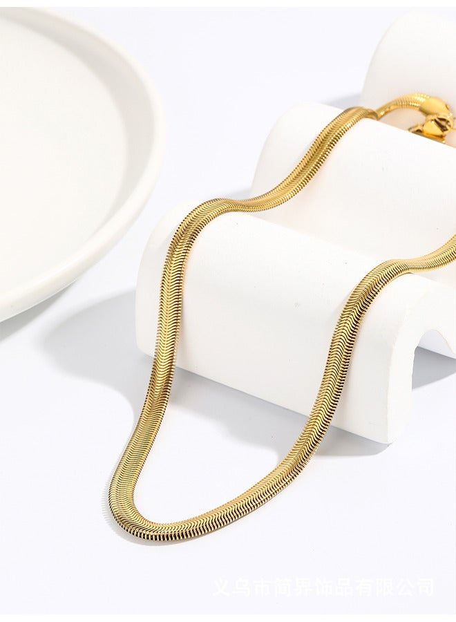 Depend Gold Flat Snake Chain Choker Necklaces, Dainty Layered Simple Minimalist Collar Clavicle Necklace, Women Jewelry Herringbone Necklace For Women Girls - Image 2
