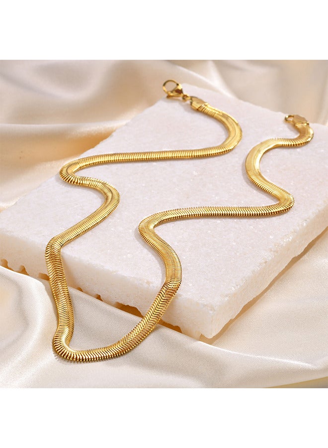 Depend Gold Flat Snake Chain Choker Necklaces, Dainty Layered Simple Minimalist Collar Clavicle Necklace, Women Jewelry Herringbone Necklace For Women Girls - Image 3