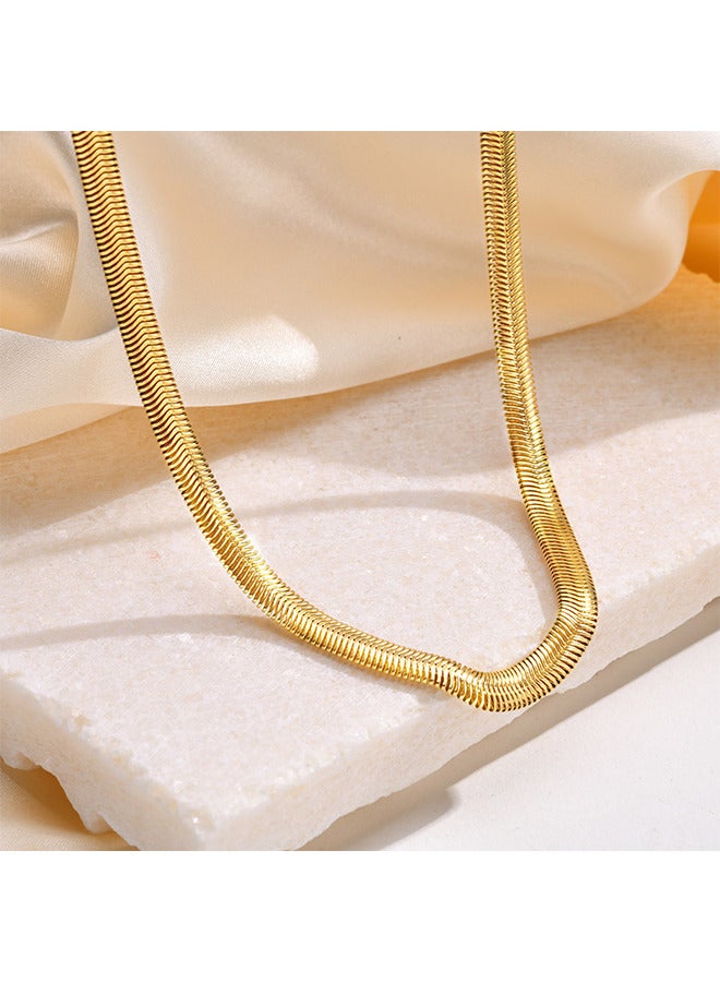 Depend Gold Flat Snake Chain Choker Necklaces, Dainty Layered Simple Minimalist Collar Clavicle Necklace, Women Jewelry Herringbone Necklace For Women Girls - Image 4