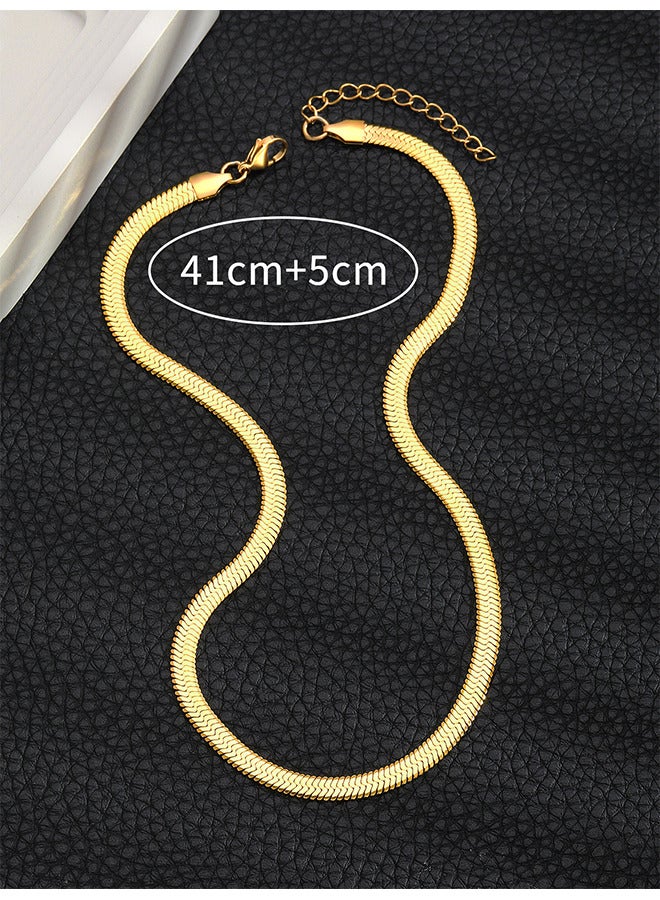Depend Gold Flat Snake Chain Choker Necklaces, Dainty Layered Simple Minimalist Collar Clavicle Necklace, Women Jewelry Herringbone Necklace For Women Girls - Image 5
