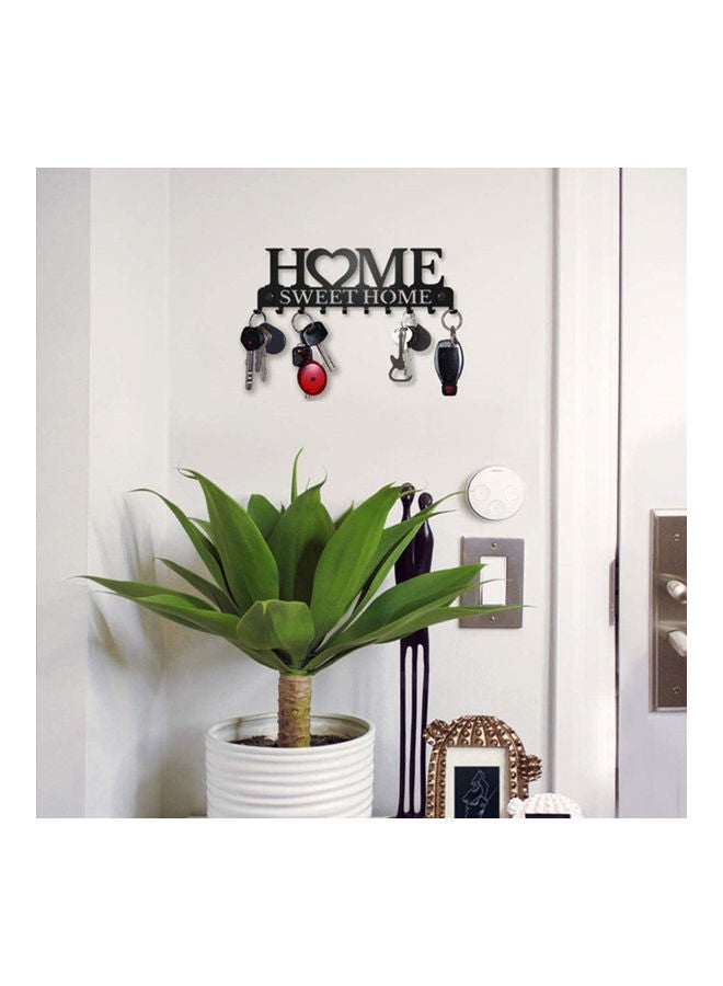 Loquat 10 Key Holder Sweet Home Shaped Wall-Mounted Organizer Nail-free Drilling Metal Hanger Storage Hook for Front Door Black 26.00 x 3.00 x 11.50cm - Image 2
