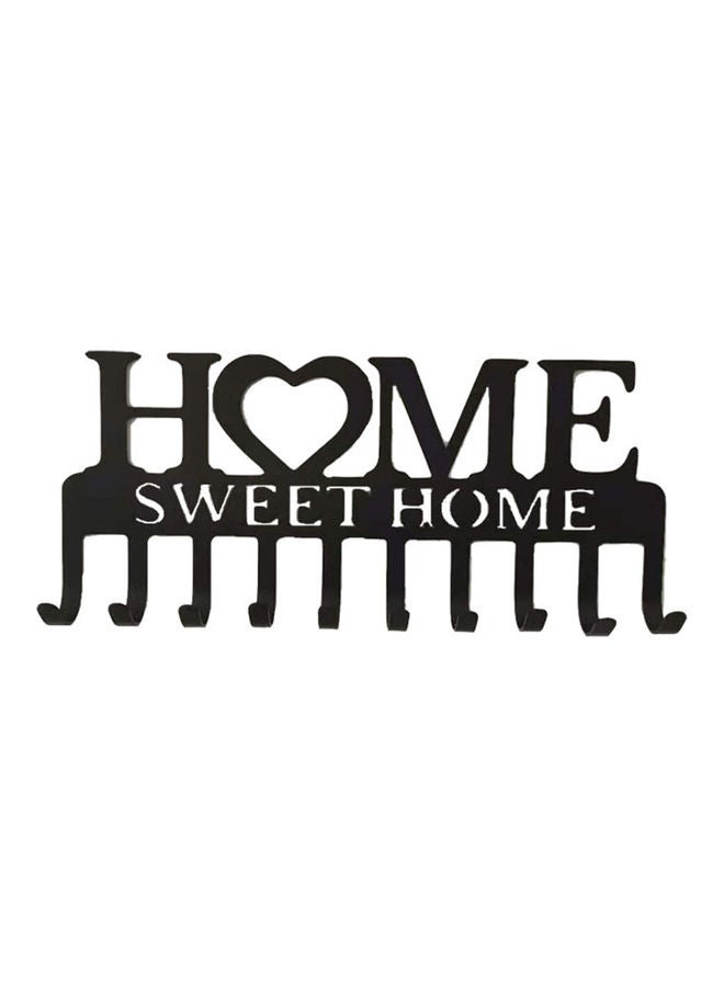 Loquat 10 Key Holder Sweet Home Shaped Wall-Mounted Organizer Nail-free Drilling Metal Hanger Storage Hook for Front Door Black 26.00 x 3.00 x 11.50cm - Image 1