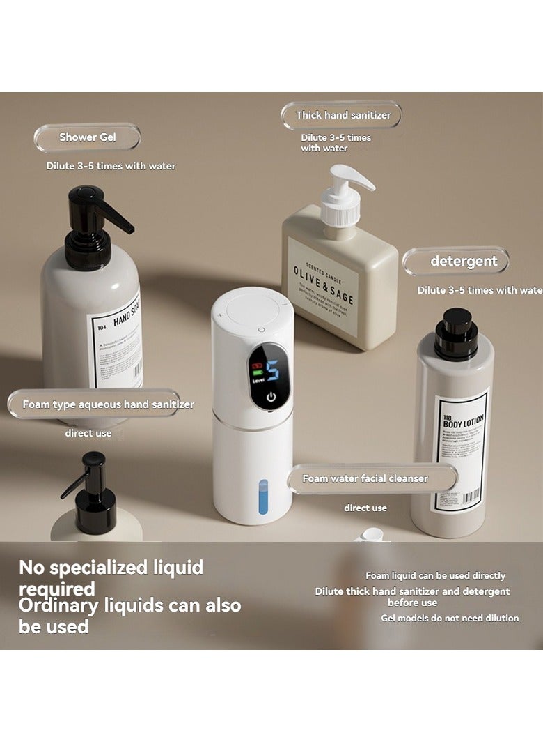 M MIAOYAN Automatic Liquid Soap Dispenser Contactless IPX6 Waterproof Time and Temperature Display 5 Levels Adjustable Type-C Rechargeable Dishwashing Soap Dispenser Automatic Sensing Smart Hand Soap Dispenser Soap Dispenser Foam Gel Dishwashing Detergent Dispenser Automatic Sensing Hand Washing Machine Charging for Kitchen Bathroom - Image 5