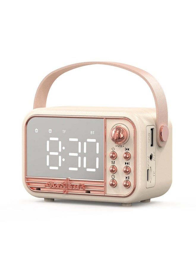 HuHa S11 Handheld Retro Alarm Clock Bluetooth Speaker Desktop Portable Clock(Beige) - Image 1