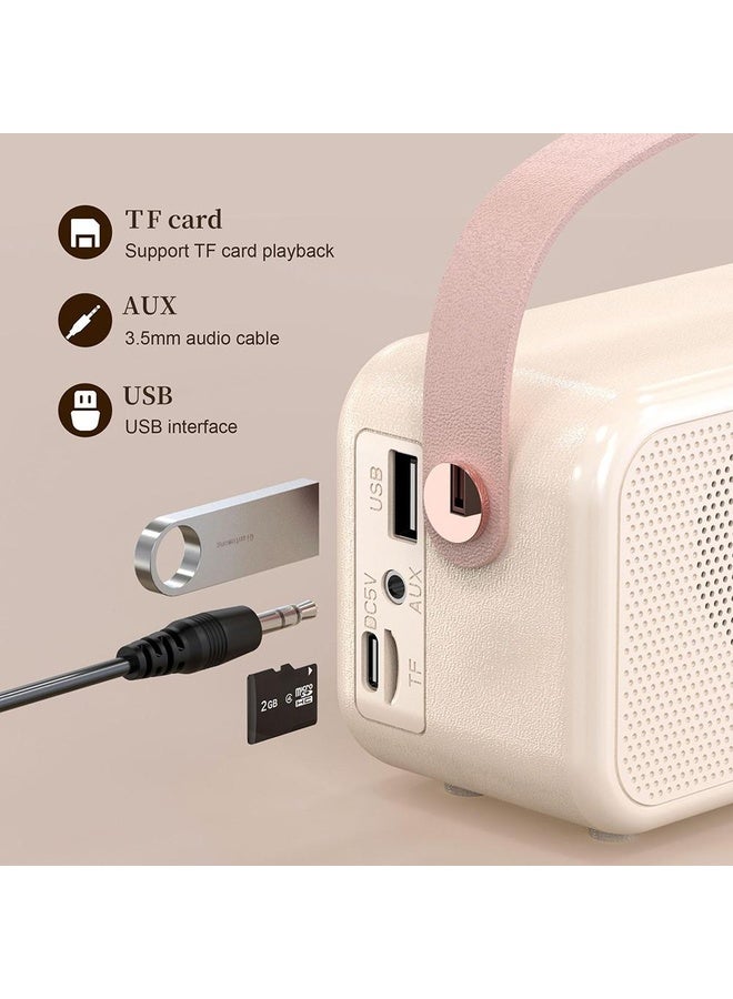 HuHa S11 Handheld Retro Alarm Clock Bluetooth Speaker Desktop Portable Clock(Beige) - Image 5