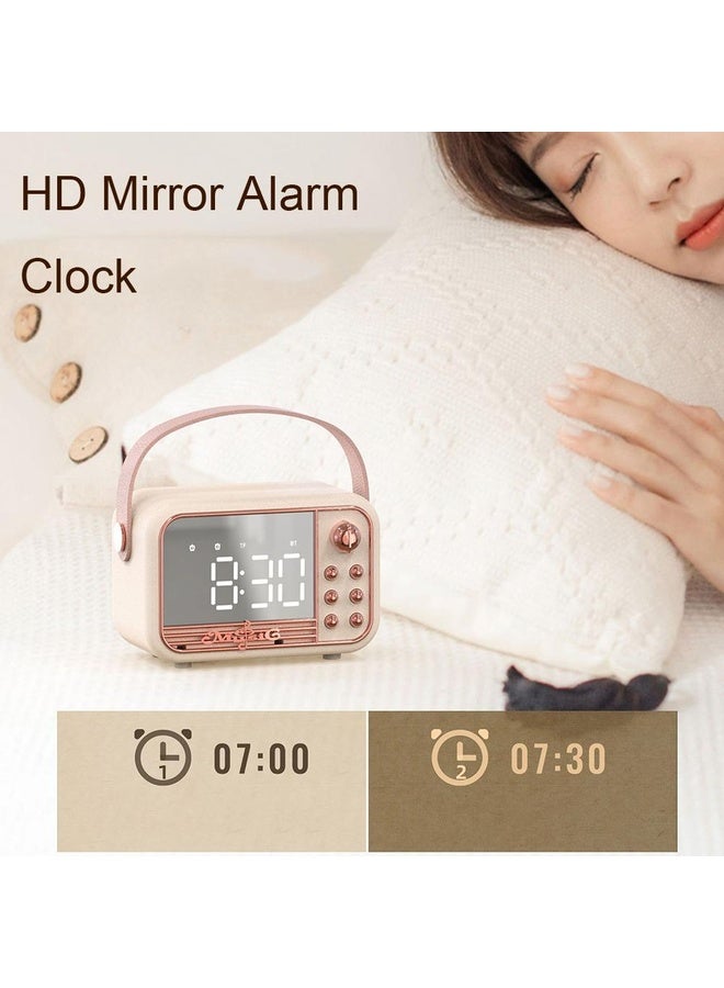 HuHa S11 Handheld Retro Alarm Clock Bluetooth Speaker Desktop Portable Clock(Beige) - Image 4